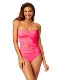 Anne Cole Twist Front Shirred One-Piece Swimsuit MYMO00501 Hot Flamingo Pink 12
