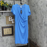 24seven Comfort Apparel Womens Faux Wrap over Dress with Cap Sleeves R0206184