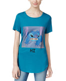 Disney Juniors Stitch Graphic Tunic T-Shirt Tee Blue S