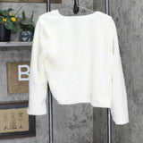 LC Lauren Conrad Womens Fuzzy Shiny Dotted Open Front Jacket White / Gold M