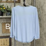 LC Lauren Conrad Womens Embellished Shoulder Knit Blouse Shirt Top Blue S