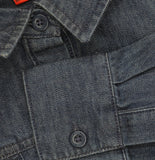 Woolrich X TGT Rolled Cuff Check Lining Cotton Denim Shacket Dark Wash Blue L