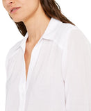 INC International Concepts Tab Long Sleeve Collared Tunic Blouse Bright White M