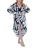 Raviya Printed Button-Down Cover Up Dress 76731XPT Navy / White Multi 1X