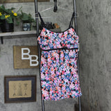 Swim Solutions Womens Floral Empire Swimdress One Piece Swimsuit Multi Blue 18