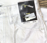 Art Class Girls High-Rise Baggy Metallic Wide Leg Denim Pant Silver Gray 10