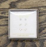 Rachel Roy 3 Pack Formal Cubic Zirconia Stud Earrings Gold / Off White