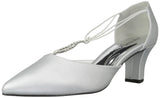Easy Street Womens Moonlight Dress Block Heel Pump Silver Satin Gray 9W