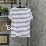 Tommy Hilfiger Women's Short Sleeve V-Neck T-Shirt 1386924 Gray Stripe Multi L