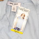 Nine West Women's Lightweight Relaxed Fit Woven Popover V-Neck Top 49009932