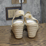 Lauren Ralph Lauren Womens Pearle Straw Espadrille Wedge Shoes Gold Yellow 8.5B