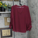 Vince Camuto Womens Plus Size Blouson-Sleeve V-Neck Blouse 92523B007