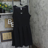 24Seven Comfort Apparel Fit & Flare Pleated Skater Dress with Pockets Black XL