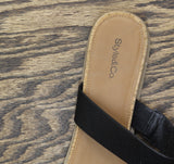 Style & Co. Womens Elliee Flat Sandals 10020656300 Black / Brown 10.5M