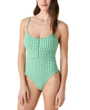 Andie Snap Front Gingham One-Piece Swimsuit AO624 Green Gingham M