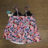 Swim Solutions Womens Floral Print Pleated Tankini Swim Top 806836 Pink Multi 12