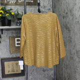 Alfred Dunner Shimmer Animal Jacquard Knit Top 15255WR Cognac Brown 1X