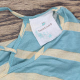 Threads Womens Striped Open Back Strappy Unlined Shirt Top Blue Green / Brown L