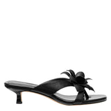 Michael Michael Kors Floral Embellished Leather Kitten Heel Sandal Black 7.5M