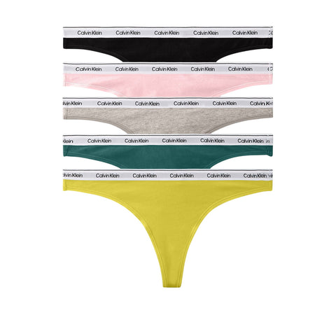 Calvin Klein Womens Cotton 5-Pack Thongs QD5221 Gray Multi XL