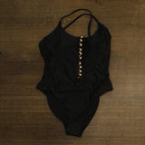Red Carter Womens Front-Button Tank One Piece Swimsuit RCSS25895 Black L