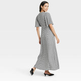 A New Day Womens Short Sleeve Maxi Sundress 92968486 White Gingham Check 2