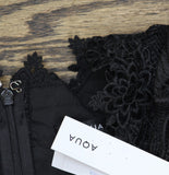 Aqua Womens Lace Puff Sleeve Mini Dress IDM12303 Black S