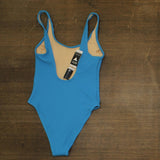Cotton On Womens Low-Back One-Piece Swimsuit 6335650-01 Bonnie Blue Crinkle S