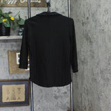 Ny Collection Womens Petite 3/4 Sleeve Honeycomb Half Zip Shirt Top Black PM