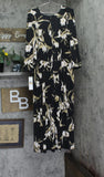 Calvin Klein Printed Twist-Front 3/4 Sleeve Maxi Dress Black Oyster Multi 16W