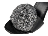 Michael Michael Kors Elodie Sandals Heeled Rosette Stiletto Heels Black 9.5M