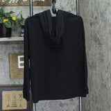 Denim & Co. Active Waffle Knit Zip Front Hooded Jacket A698025 Black L