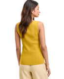Tahari Asl Womens Sleeveless Sweater Knit Tank Top Ochre Green Yellow L
