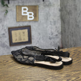 A New Day Womens London Lace Sling Back Bow Flats 94303525 Black 8M
