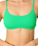 Salt + Cove Juniors Rib Scrunch Scoop-Neck Bikini Top Mint Tea Green L