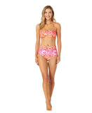 Anne Cole Foulard Twist Bandeau Bikini Swim Top Tie Dye Foulard Orange Multi XS