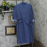 Jones New York Womens Chop Pocket Tie Denim Collared Dress Dark Wash Blue XL