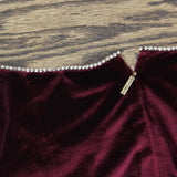 Karl Lagerfeld Puff Sleeve Stretch Velvet Body Sheath Dress Barolo Wine Red 8