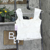 Wild Fable Womens Cap Sleeve Squareneck Peplum Top 94454463 White XS
