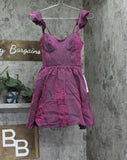 B. Darlin Juniors Corset Flutter Sleeve Fit Flare Dress K43AU17 Berry 0