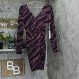 Siena Womens Metallic Side-Twist Long Sleeve Dress SATN1869 Purple Multi 4