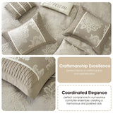 Stratford Park Therese 7-Piece Damask Comforter Set Beige Brown King