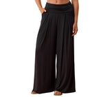 Blogilates Womens Foldover Side Pockets Box Pleats Wide Leg Pants Black M