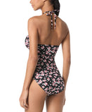 Michael Michael Kors Cut Out One-Piece Swimsuit Dark Dusty Rose Black Multi 14