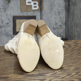 BCBGeneration Vintage Cowboy Leather Open Toe Boots Eggshell Off White 6.5M