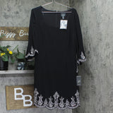 Adrianna Papell Womens Beaded Square Neck A-Line Dress AP1E211500 Black 14