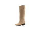 DV Dolce Vita Womens Kit Western Knee High Cowboy Boot Faux Suede Stone Brown 8M