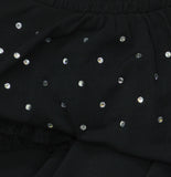 Belldini Mixed-Media Embellished Knit Peplum Top with Lace Sleeves Black 1X