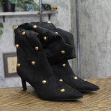 A New Day Womens Justice Boots Faux Suede Studded 94568942 Jet Black 7.5M