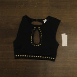 Salt + Cove Juniors Studded Cropped Tankini Swim Top 807033 Black L
